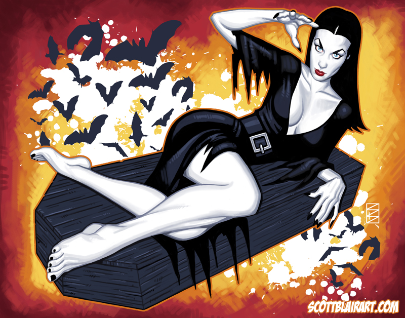 Illustration for article titled The Loveliness That Will Not Die: Sexy Vampire Pin-Up Art